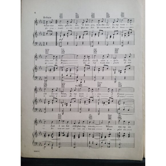 Antique 1928 Memories of France sheet music, Lyrics by Al Dubin Music by J Russe - Picture 4 of 6
